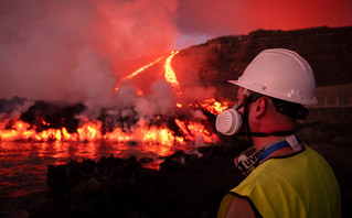 The lava from the volcano in La Palma