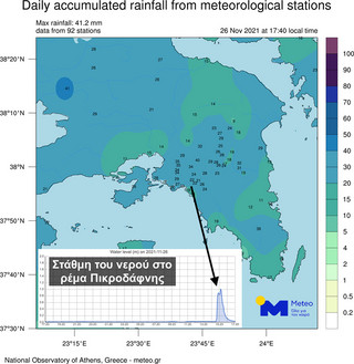 Χάρτης με τη βροχή που έριξε σήμερα Παρασκευή