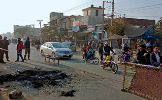 The spot where a factory manager was killed in Pakistan