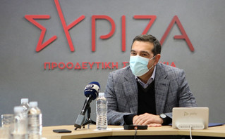 Ο Αλέξης Τσίπρας στα γραφεία του ΣΥΡΙΖΑ