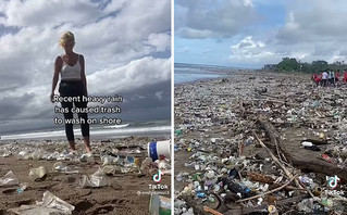 Σοκαριστικό βίντεο στο TikTok: Παραλία στο Μπαλί με χιλιόμετρα καλυμμένα από πλαστικά σκουπίδια