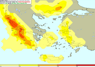 Χάρτης με την επικινδυνότητα των βροχοπτώσεων