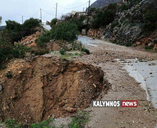 Μεγάλες ζημιές στην περιοχή Σκαλίων και Παλιονήσου από την έντονη καταιγίδα που έπληξε την Κάλυμνο