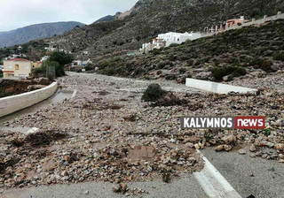 Μεγάλες ζημιές στην περιοχή Σκαλίων και Παλιονήσου από την έντονη καταιγίδα που έπληξε την Κάλυμνο