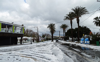 Χιόνια στη Ρόδο από την κακοκαιρία Ελπίδα