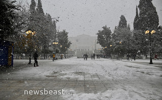 Χιόνια στο κέντρο της Αθήνας