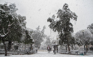 Χιονισμένο τοπίο στην Αθήνα