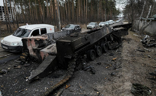 Damaged tank in Ukraine