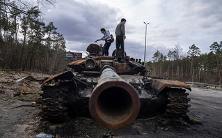 Damaged tank in Ukraine