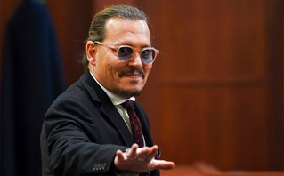 Johnny Depp in court with Amber Heard