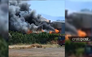 Φωτιά σε εργοστάσιο ξυλείας στο Ηράκλειο Κρήτης