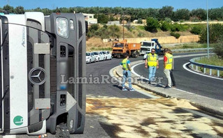 Τούμπαρε νταλίκα στον Άγιο Κωνσταντίνο