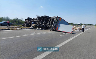Κομοτηνή: Νεκρός οδηγός νταλίκας που ανετράπη στον κόμβο της Εγνατίας Οδού