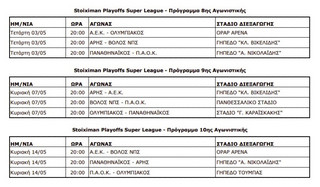 Πρόγραμμα Stoiximan Super League