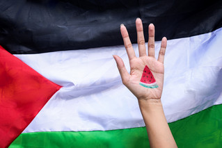 Χέρι με την σημαία της Παλαιστίνης