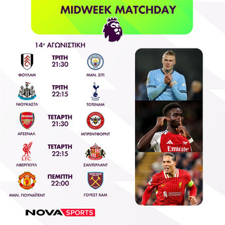 Nova: Πανδαισία με όλη τη Stoiximan Super League και ΠΑΟΚ – Άρης, διπλή Premier League, Μπαρτσελόνα – Ατλέτικο Μαδρίτης, Coppa Italia με Λάτσιο – Μίλαν, Kύπελλο Betsson στα κανάλια Novasports και Cosmote Sport!