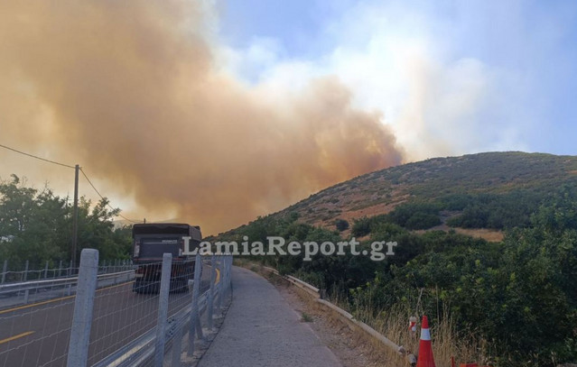 Φωτιά στο Ακραίφνιο Βοιωτίας: Κλειστή η Εθνική Οδός λόγω ανεξέλεγκτης πυρκαγιάς