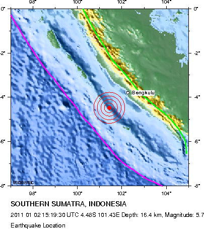 Σεισμός 5,7 Ρίχτερ στη Σουμάτρα