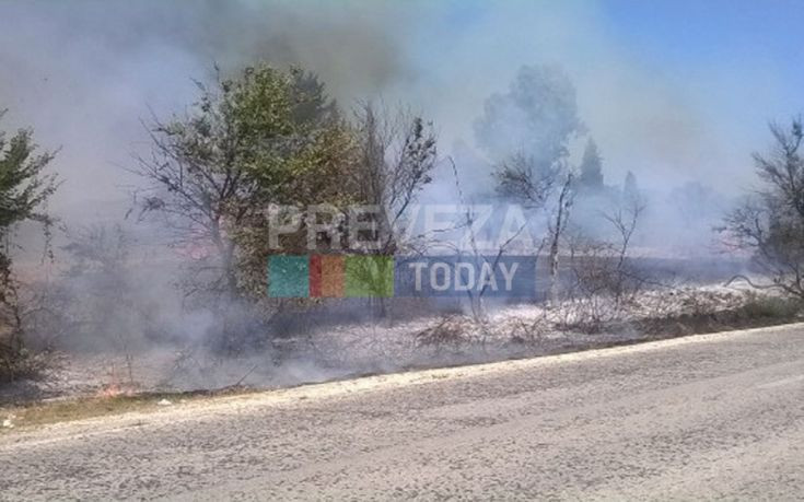 Πυρκαγιά στην εθνική οδό Πρέβεζας-Ιωαννίνων