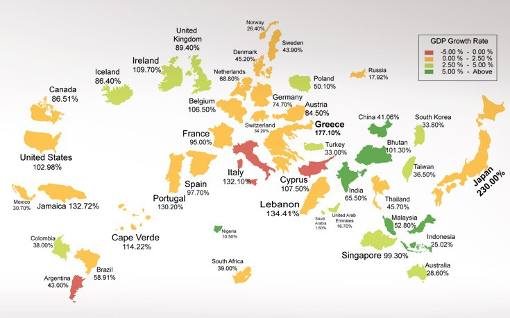 Αυτός είναι ο παγκόσμιος χάρτης του χρέους