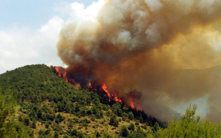 Μυρωδιά καμένου σε όλο το λεκανοπέδιο από τη φωτιά στα Δερβενοχώρια