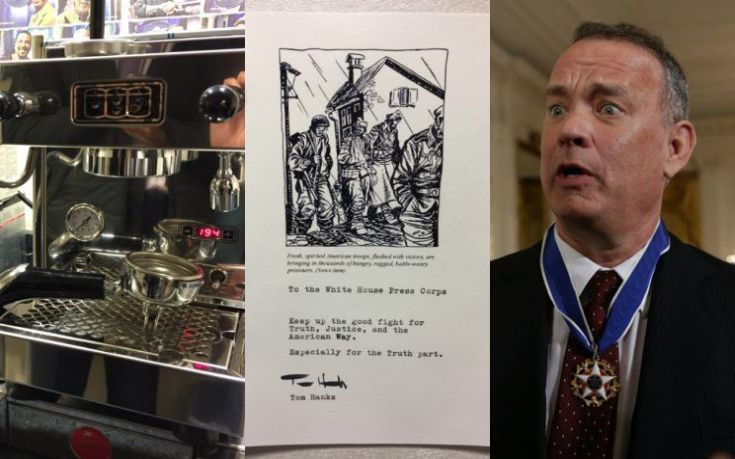Ο Τομ Χανκς δώρισε… καφετιέρα στους δημοσιογράφους του Λευκού Οίκου