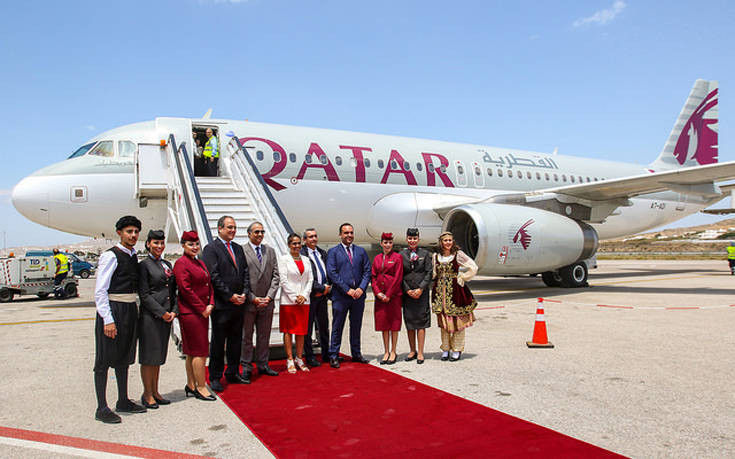 Η Qatar Airways προσγειώνεται για πρώτη φορά στο αεροδρόμιο της Μυκόνου