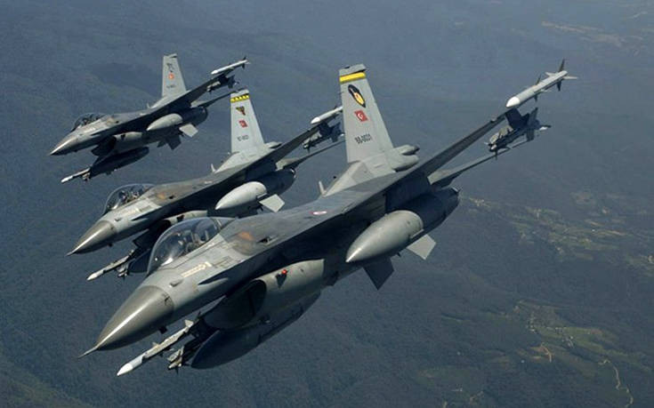Τουρκικά F-16  πέταξαν πάνω από τις Οινούσσες, τη Χίο, τη Λήμνο, το Καστελόριζο, τη Ρόδο και τη Σύμη