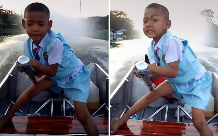 Ο πεντάχρονος που πάει καθημερινά στο σχολείο με… τη βάρκα του