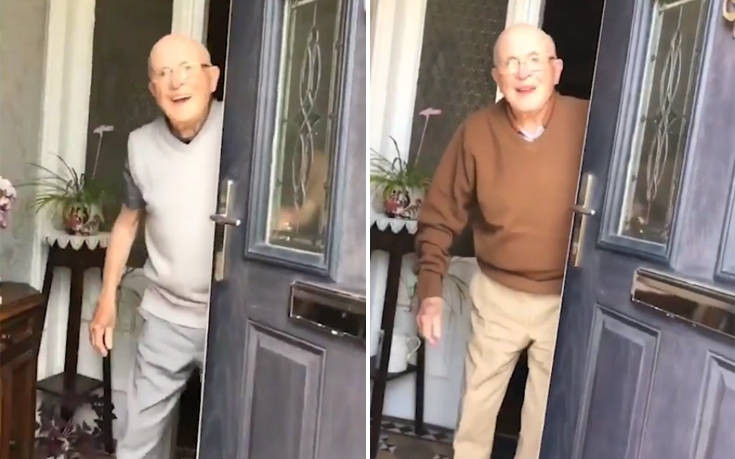 Η χαρά του παππού κάθε φορά που βλέπει στην πόρτα την εγγονή του