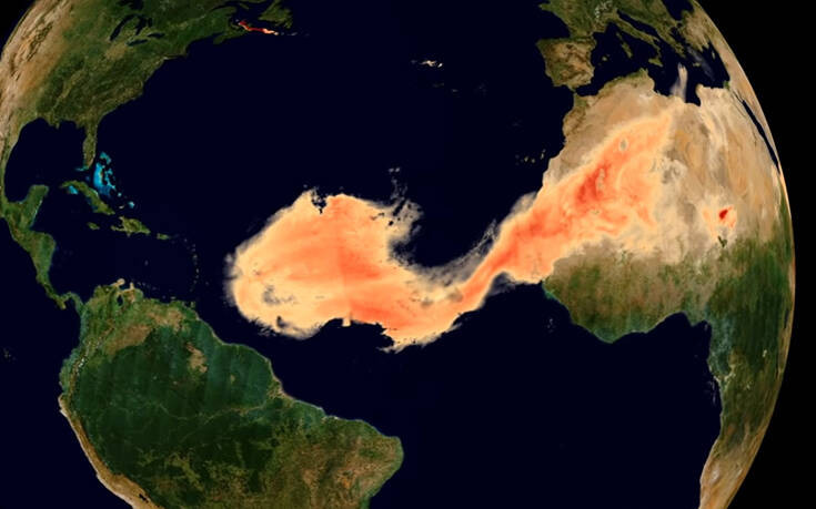 Σύννεφο Γκοτζίλα: Το εντυπωσιακό φαινόμενο με σκόνη από τη Σαχάρα να σκεπάζει τον Ατλαντικό