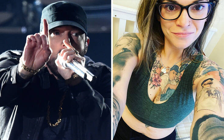 Eminem: Θαυμάστρια του μπήκε στο Γκίνες με τα περισσότερα τατουάζ του ίδιου του ράπερ