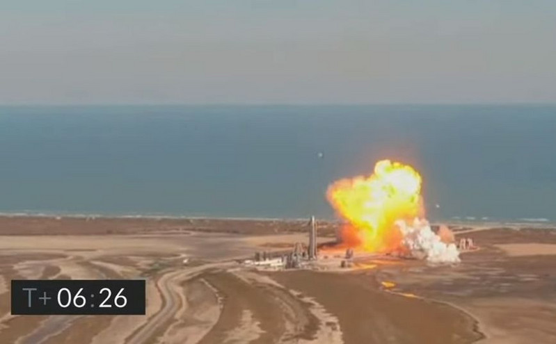 Η στιγμή της έκρηξης του πρωτότυπου του πυραύλου Starship της SpaceX
