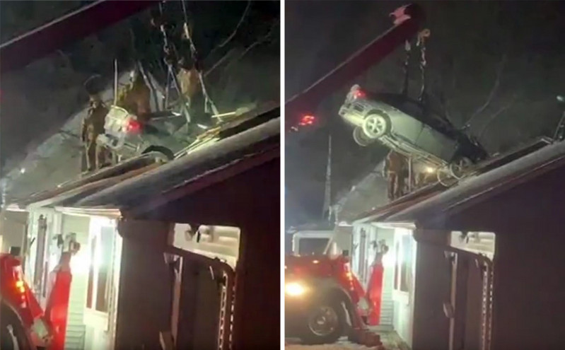 Απίστευτο τροχαίο: Προσγειώθηκε με το αυτοκίνητό του στη… στέγη σπιτιού