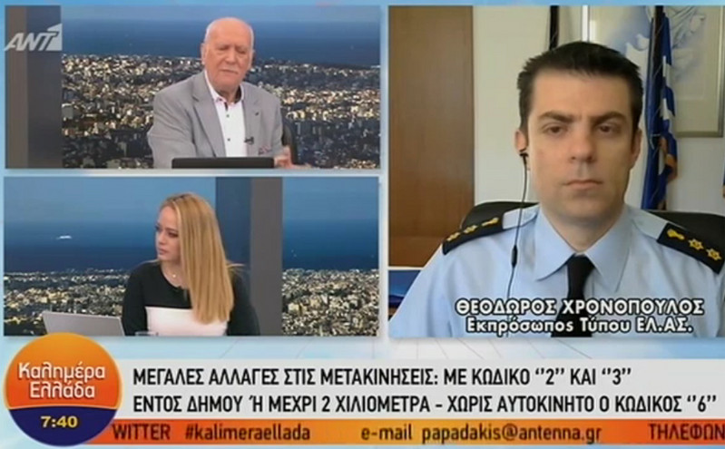 Εκπρόσωπος Τύπου ΕΛ.ΑΣ. για νέα μέτρα: Δεν ισχύει το όριο των 2 χιλιομέτρων μέσα στον δήμο