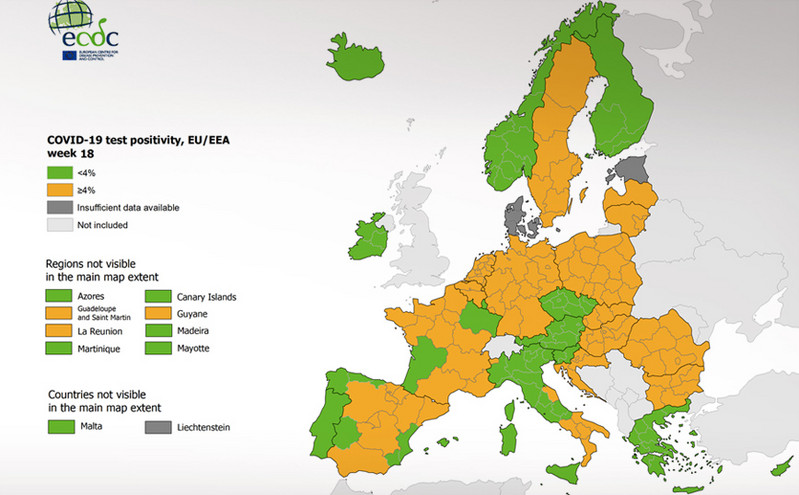 ECDC: Στο «πράσινο» η Ελλάδα στον δείκτη θετικότητας