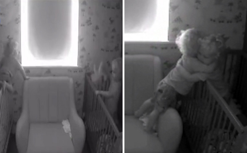 Αξιολάτρευτο βίντεο με πιτσιρίκι που το σκάει από την κούνια για να αγκαλιάσει τον αδερφό του
