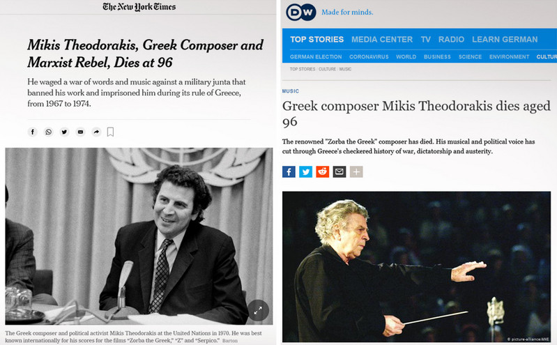 Μίκης Θεοδωράκης: «Με τη μουσική για τον Αλέξη Ζορμπά έγραψε κινηματογραφική ιστορία» – Τι γράφει ο διεθνής Τύπος
