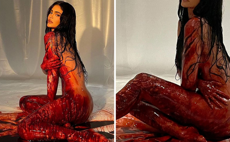 Η Kylie Jenner ποζάρει γυμνή με το σώμα της γεμάτο αίμα και τα αρνητικά σχόλια πέφτουν βροχή