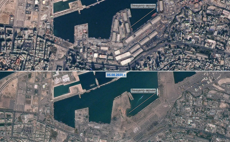 Δορυφορικές φωτογραφίες με το πριν και το μετά της έκρηξης στη Βηρυτό στέλνει στον Λίβανο η Ρωσία