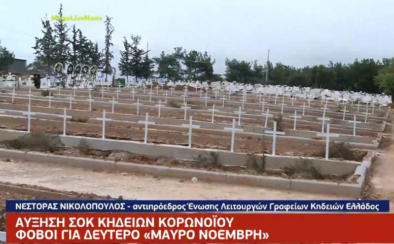 Σοκάρει η εικόνα με ανοιχτούς τάφους για νεκρούς από κορονοϊό στη Βόρεια Ελλάδα