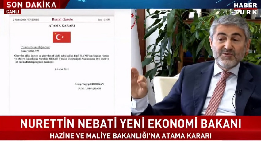 Τουρκία: Νέος Υπουργός Οικονομικών ο Νουρεντίν Νεμπάτι έπειτα από την παραίτηση του Λούτφι Ελβάν