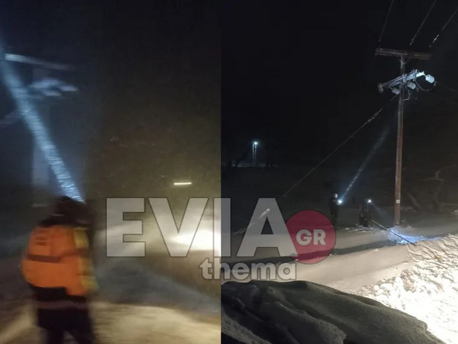 Εύβοια: Μέσα στη χιονοθύελλα, οι εναερίτες παλεύουν για να επαναφέρουν το ρεύμα στην Αγία Άννα