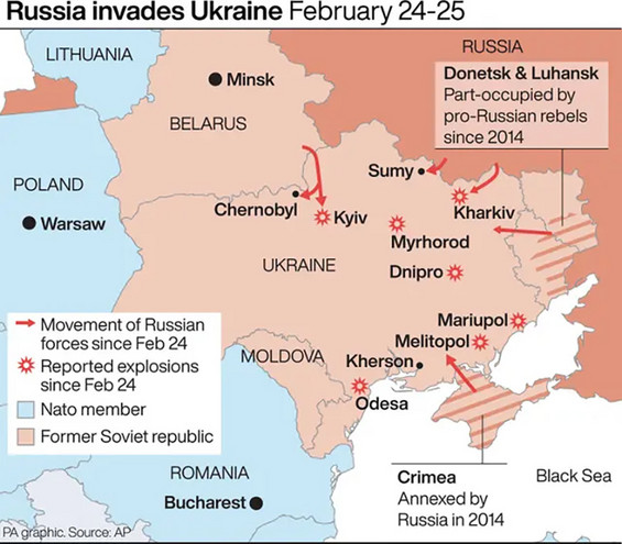 Εισβολή στην Ουκρανία: Χάρτης με τις 8 περιοχές που θα κρίνουν την έκβαση του πολέμου