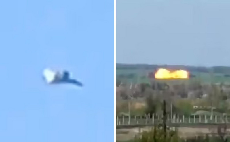 Η στιγμή που Ρώσοι πιλότοι εκτοξεύονται από το μαχητικό λίγο πριν συντριβεί στο Χάρκοβο