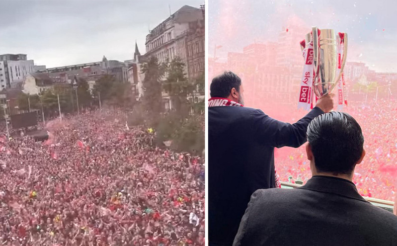Νότιγχαμ Φόρεστ: Χιλιάδες οπαδοί πανηγυρίζουν στην πόλη την άνοδο &#8211; «Παρών» και ο Βαγγέλης Μαρινάκης