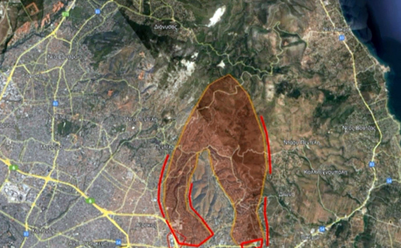 Φωτιά τώρα: Ο χάρτης με τα ενεργά μέτωπα σε Γέρακα, Παλλήνη, Ανθούσα, Διώνη