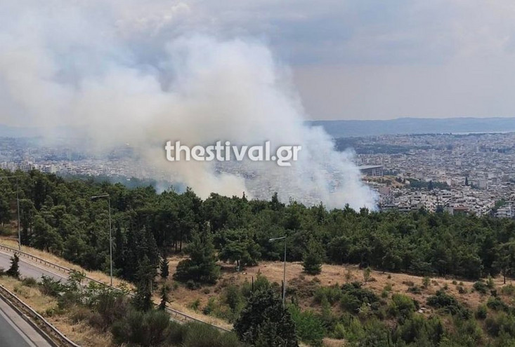 Φωτιά τώρα στο δάσος του Σέιχ Σου στη Θεσσαλονίκη