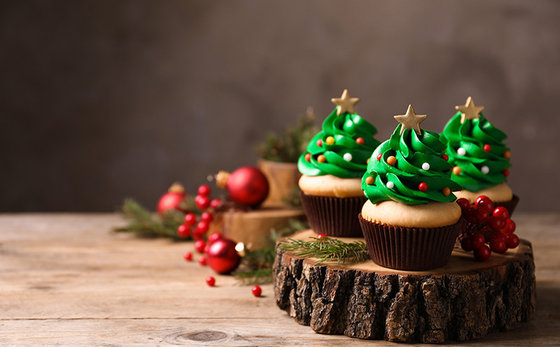 Cupcakes με χριστουγεννιάτικο δέντρο