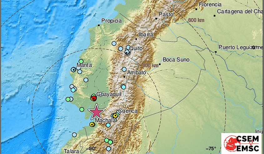 Σεισμός 6,7 βαθμών κοντά στις ακτές του Ισημερινού